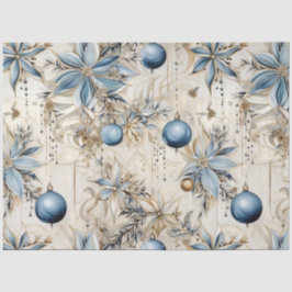 Blue Vintage Weihnachten Blumendekoupage Seidenpapier
