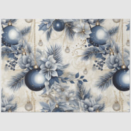 Blue Vintage Weihnachten Blumendekoupage Seidenpapier