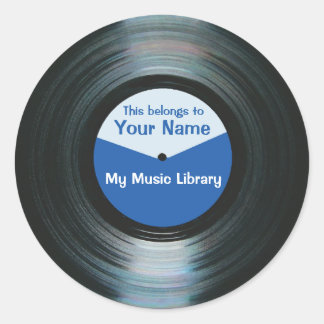 Blue-Vinyl-Musikaufzeichenkleber Runder Aufkleber