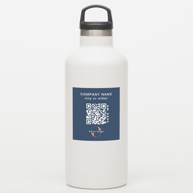 Blue Vinyl Square Business QR Code Wasser Flasche Aufkleber (Wassserflasche)