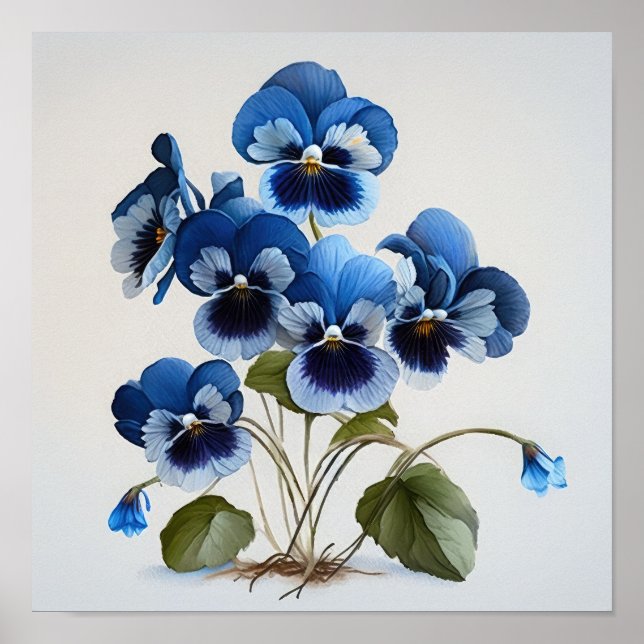 Blue Violas Blume Art Print Poster (Vorne)