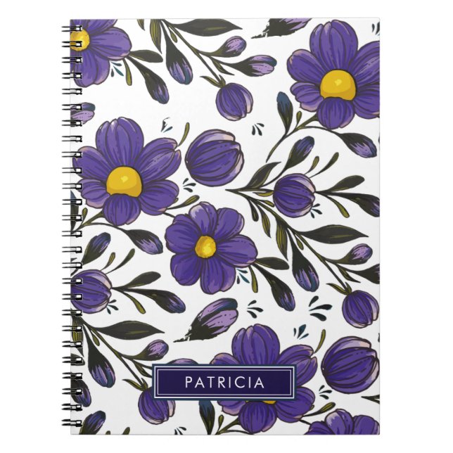 Blue Violet Blume mit Personalisierten Blätter Notizblock (Vorderseite)