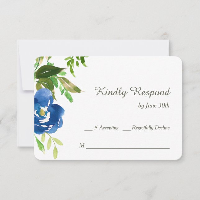 Blue Violet Garden Wedding UAWG RSVP Karte (Vorderseite)