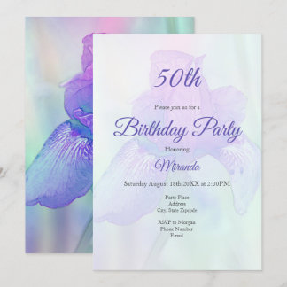 Blue Violet Iris Digital Watercolor Einladung