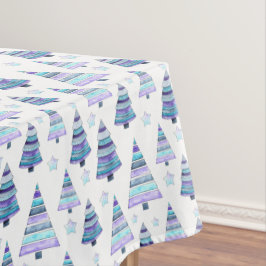 Blue Violet Modernes Weihnachtsbaummuster Tischdecke