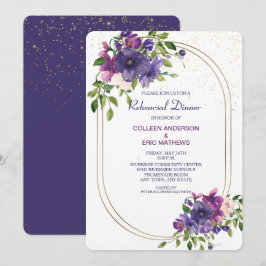 Blue Violet Wild Rose Hochzeit Probe Dinner Einladung
