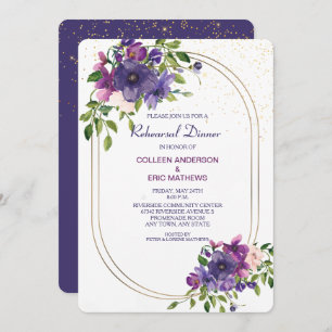 Blue Violet Wild Rose Hochzeit Probe Dinner Einladung