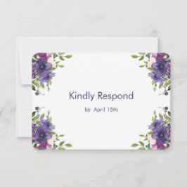 Blue Violet Wild Rose Hochzeit RSVP Karte