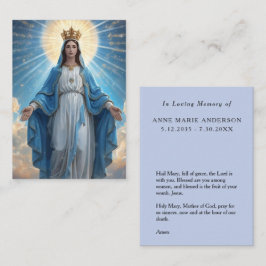Blue VIrgin Mary Memorial Card Telefonnummerkarte
