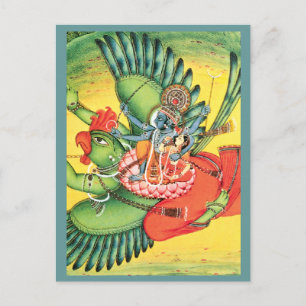 Blue Vishnu Hindu God Art Card Postkarte
