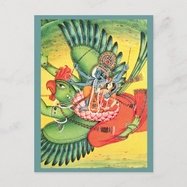 Blue Vishnu Hindu God Art Card Postkarte (Vorderseite)