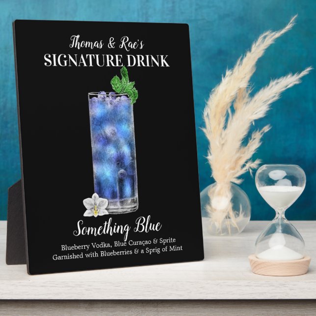 Blue Vodka Drink ・ PERSONALISIERTES Signature Drin Fotoplatte (Seite)