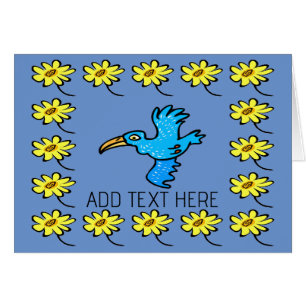 Blue Vogel Blume Border, add text