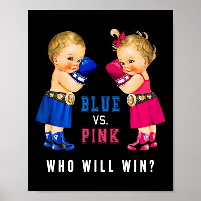 Blue Vs Pink Boxing Babys Geschlecht Party s Poster (Vorne)