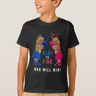 Blue Vs Pink Ethnic Boxing Babies Gender Reveal s T-Shirt