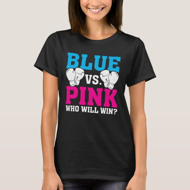 Blue Vs Pink Ethnic Boxing Babies Gender Reveal T-Shirt (Vorderseite)