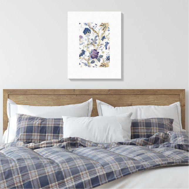 Blue W. Morris Muster Stretched Canvas Print Leinwanddruck (Insitu (Schlafzimmer))