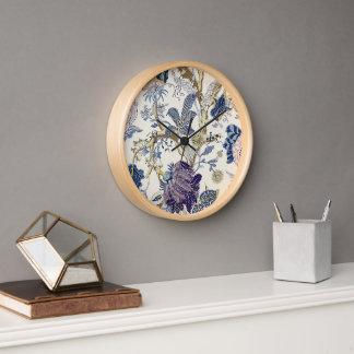 Blue W. Morris Pattern Wall Clock Uhr