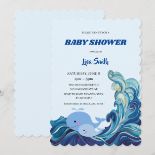 Blue Wales Baby Dusche Einladung