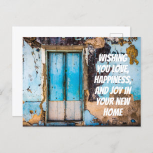 Blue wall & door neue Zuhause Gratulationen Postca Postkarte