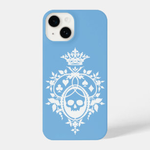 Blue Wappen mit Skull und Cardsuits iPhone 14 Fall Hülle