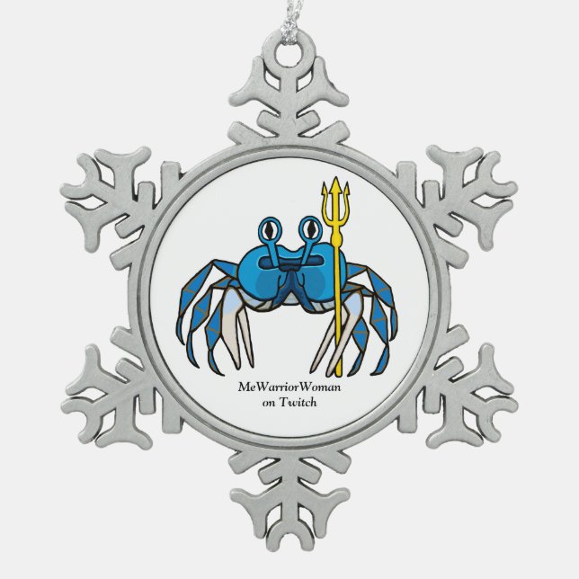 Blue Warrior Crab, MeWarriorWoman auf Twitch Schneeflocken Zinn-Ornament (Vorderseite)