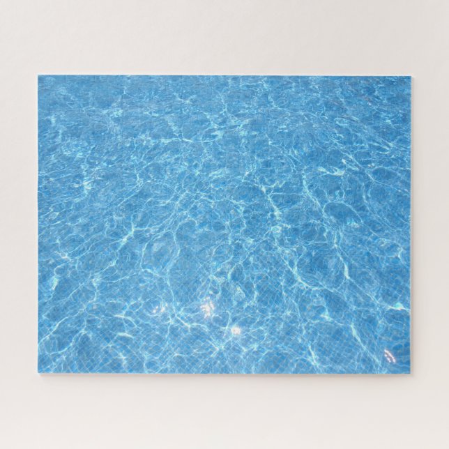 Blue Water Aqua Template Pool Trendy Puzzle (Horizontal)