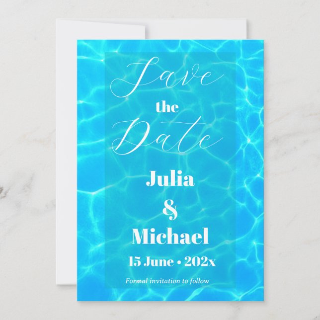 Blue Water Beach & Destination Wedding Ocean Theme Save The Date (Vorderseite)