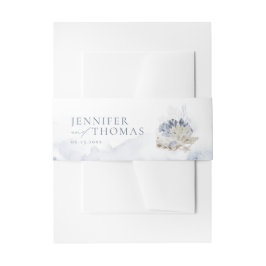 Blue Water color coral & seashells beach Wedding Einladungsbanderole