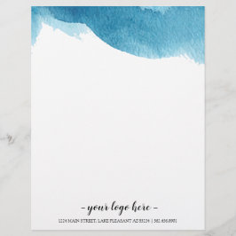 Blue Water Color Ombre Business Letterhead Briefbogen