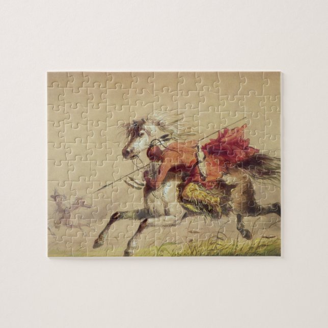 Blue Water Creek Battle by Alfred Jacob Miller Puzzle (Horizontal)