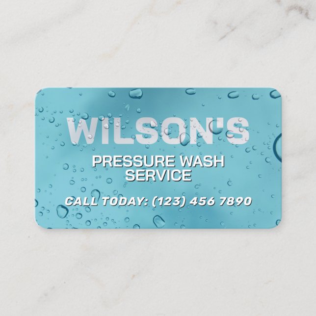 Blue water drops washing service Business Card Visitenkarte (Vorderseite)