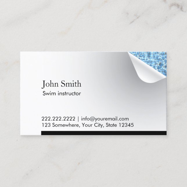 Blue Water Inside Swim Instructor Business Card Visitenkarte (Vorderseite)