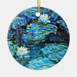 Blue Water Lilies by Monet Keramik Ornament