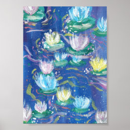 Blue Water Lilies Print, Value Poster Paper