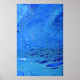 Blue Water Liquid Modern Abstrakt Fluid Art Poster