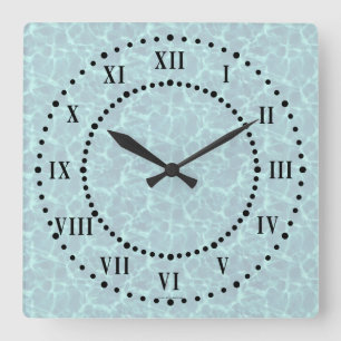 Blue Water Look römische Zahlen Wall Clock Quadratische Wanduhr