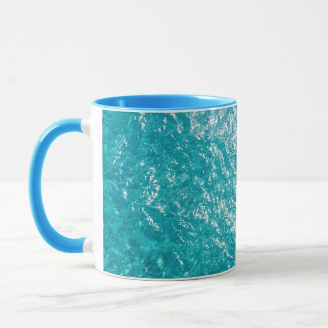 Blue Water Ocean Waves Pattern Coffee Mug Tasse (Links)
