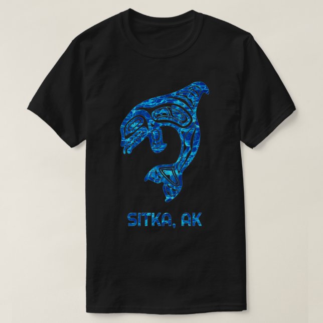 Blue Water Sitka Alaska SE Native American Orca Ki T-Shirt (Design vorne)