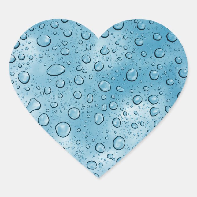 Blue Water Tropfen Fun Heart Sticker (Vorderseite)