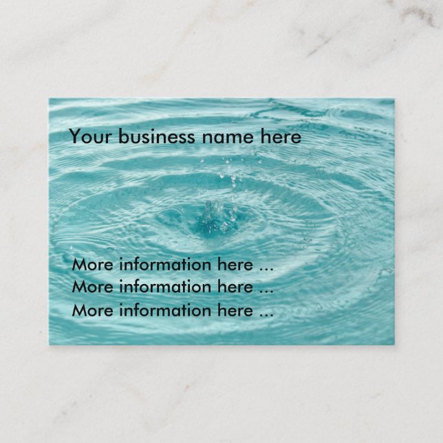 Blue Water Tropfen Wellen Business Card Visitenkarte (Vorderseite)
