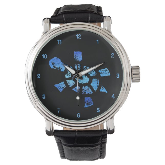 Blue Water Turtle Time Armbanduhr (Vorderseite)
