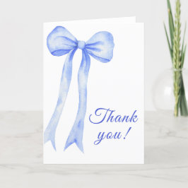 Blue Watercolor a Bow Boy Baby Dusche Dankeskarte