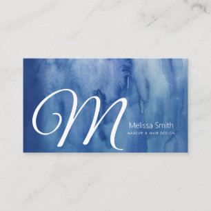 Blue Watercolor Abstrakt Makeup Artist Friseur Sal Visitenkarte