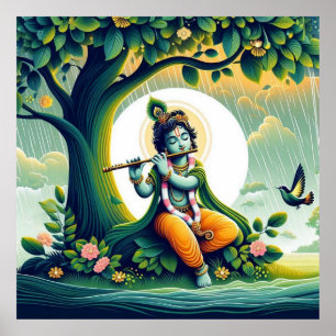 Blue Watercolor Abstrakt Poster von Lord Krishna