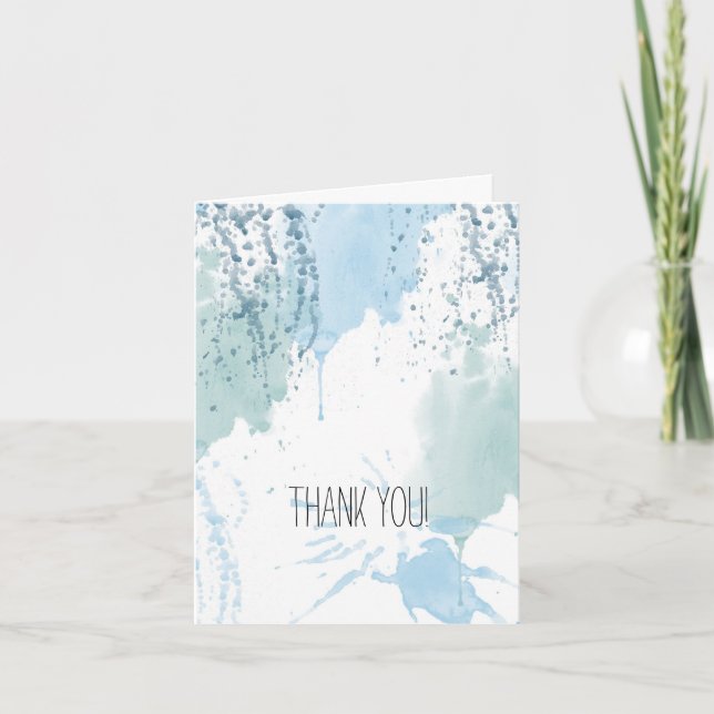 Blue Watercolor Abstrakt Vielen Dank Dankeskarte (Vorderseite)