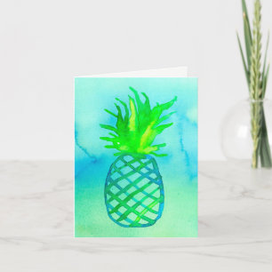 Blue Watercolor Ananas Vielen Dank Dankeskarte