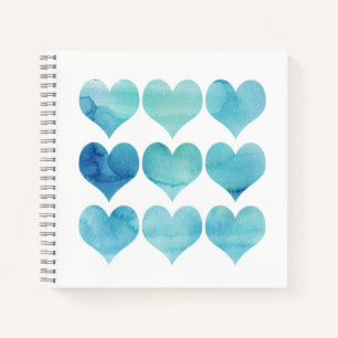 Blue Watercolor Arts for Heart Heart Health Clipa Notizbuch