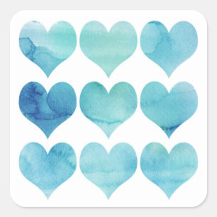 Blue Watercolor Arts for Heart Heart Health Clipa Quadratischer Aufkleber