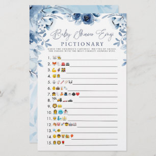 Blue Watercolor Baby Dusche Emoji Spiel